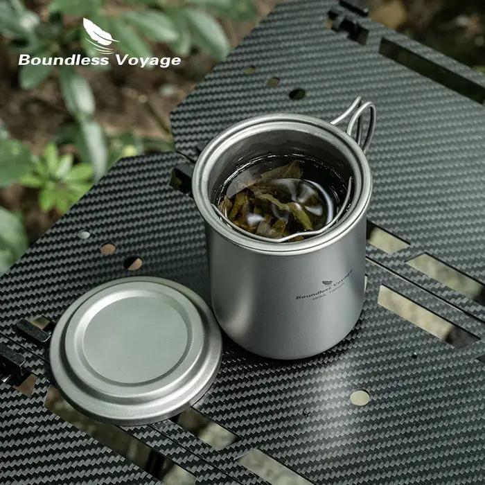 Boundless Voyage-Tasse en Titane avec Filtre, Tasse à Café, Thé, Portable, observateur, Camping en P