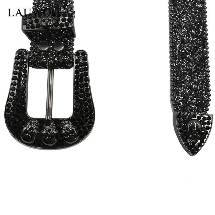 Ceintures en strass crâne pour femmes et hommes, bracelet en cuir Y2K clouté en cristal, Cowgirl occ