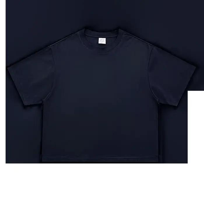 T-shirts de course à manches courtes à col rond et coupe ample pour hommes, 240 GSM, 100 % coton, T-
