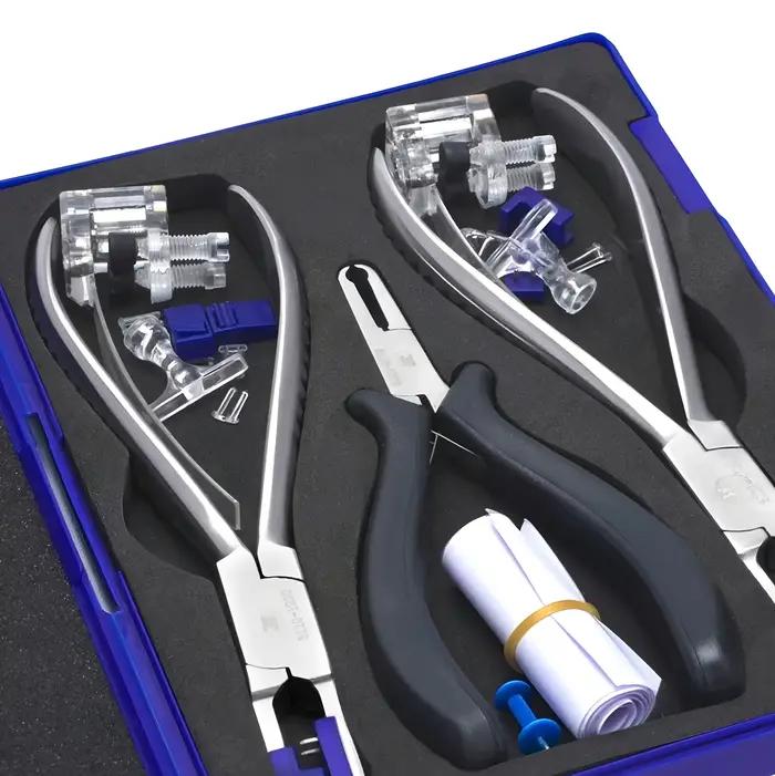 Kit de réparation de lunettes sans monture professionnel 3T – 3 pinces de précision avec localisateu