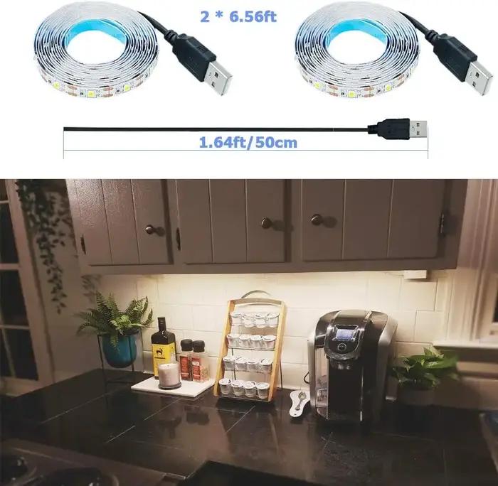 Bande lumineuse LED USB 2835, 5V DC, 1- 5m, lumière blanche chaude, éclairage de fond de télévision,
