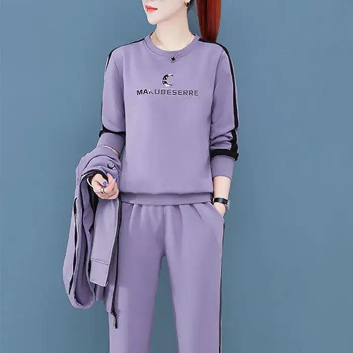 Printemps automne femmes survêtement manteaux + sweats + pantalons 3 pièces costume tenues de mode d