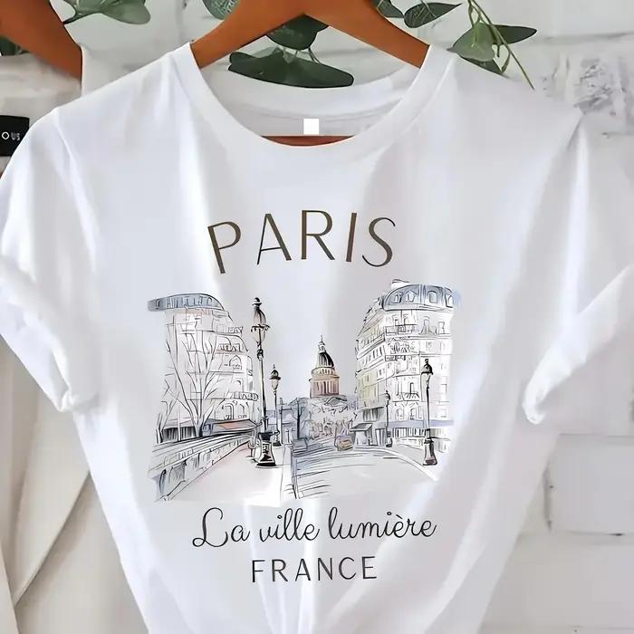 Années 90 T-shirt Paris Femmes Imprimé