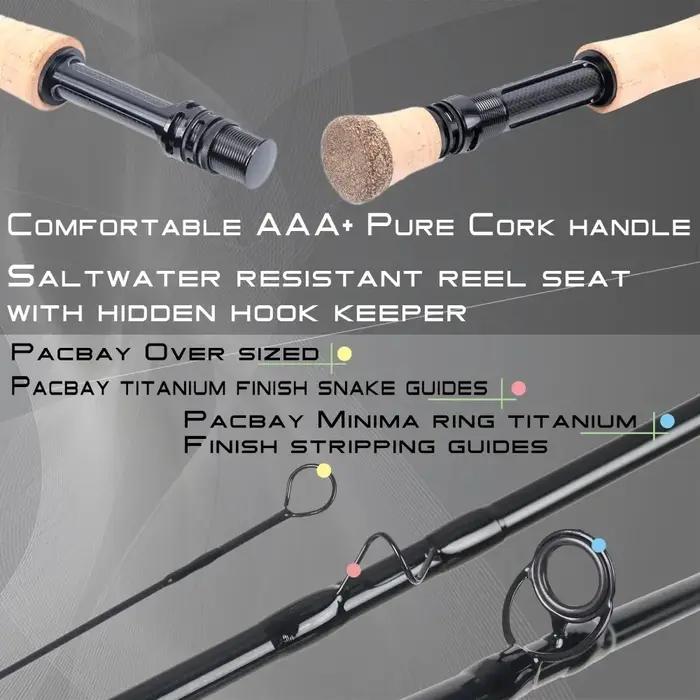Canne à mouche 9 pieds action rapide 4-8WT carbone SK 30T+40T - Pêche truite saumon tube inclus