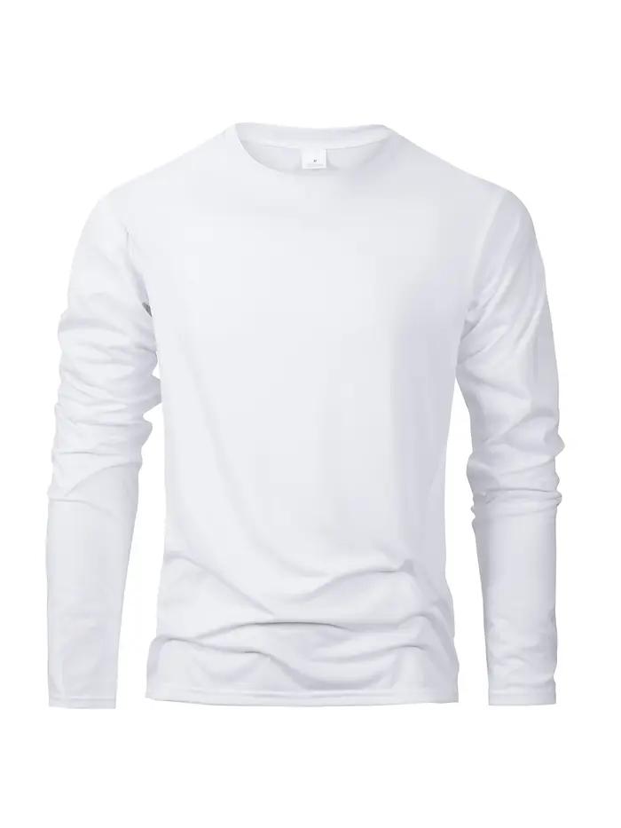 Printemps automne hommes T-shirts à manches longues décontracté hauts couleur unie haute qualité noi