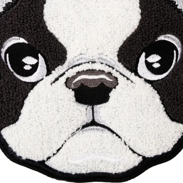 1 PC grand nouveau Style dessin animé bouledogue français Chenille Patch broderie patchs bricolage vêtements Applique couture sur accessoire sans colle