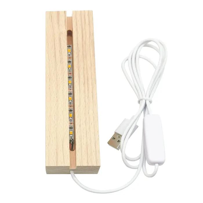 Présentoir lumineux LED en bois cristal, support de base 4.2, plaque lumineuse en acrylique, USB, lu