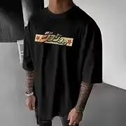 T-shirt ample et décontracté en coton 100%, design anime JoJo, polyvalent pour hommes et femmes, idéal pour les fans de JoJo, les conventions de manga et les sorties décontractées