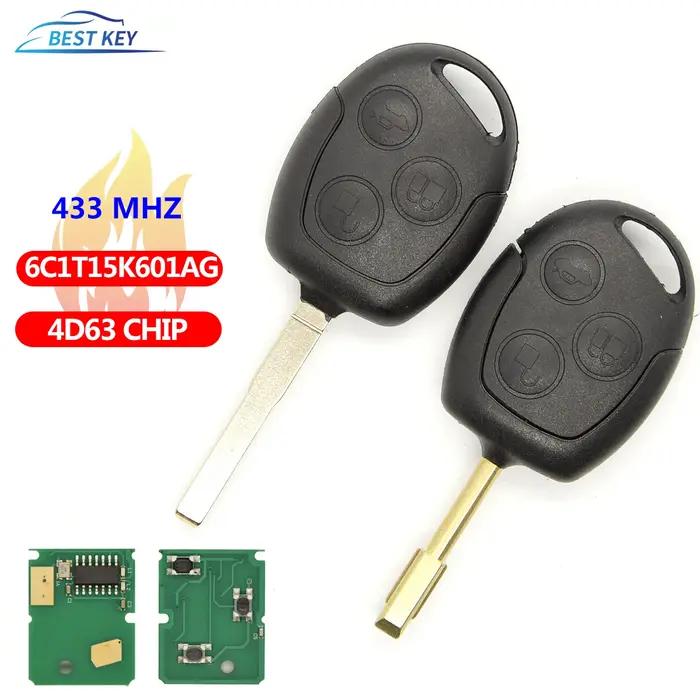 Meilleure clé télécommande à 3 boutons, 315Mhz, 433MHz, puce 4D60 4D63 pour Ford Mondeo Focus Fusion