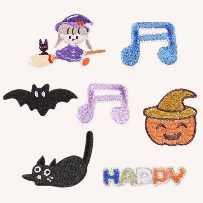 Autocollant de dessin animé chat noir sur vêtements