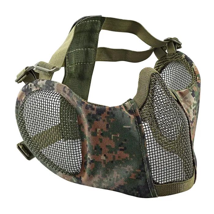 Masque tactique mi-visage en maille acier pour chasse extérieure - Protection légère et durable pour paintball