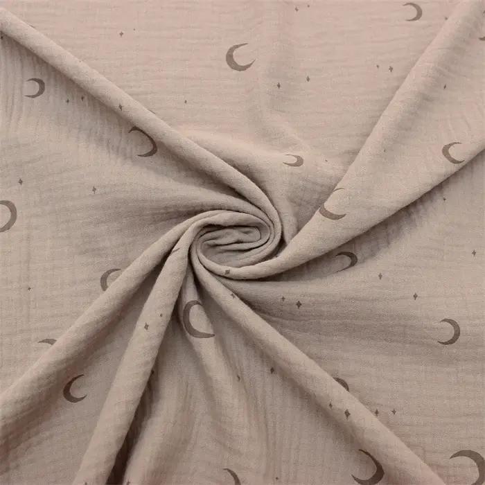 Tissu à coudre en gaze Double couche 100% coton 135x50cm, imprimé de dessin animé, pour vêtements de bébé, couverture, tissu pour vêtements de maison
