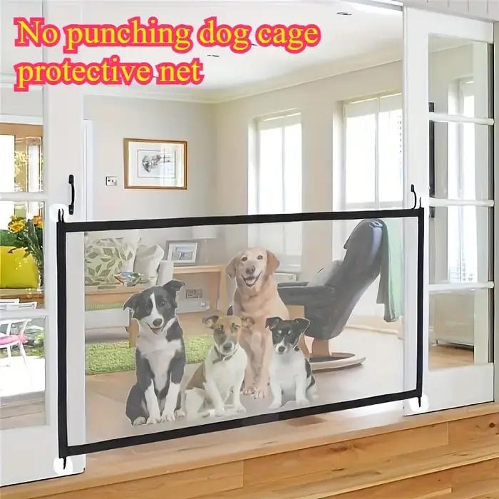 Barrière Rétractable Sans Perçage pour Animaux de Compagnie, Portillon de Sécurité Portable et Réglable, Barrière d'Isolation Intérieure/Extérieure pour Chiens et Chats