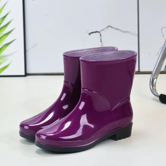 Bottes de pluie mi-mollet pour femmes, imperméables, antidérapantes, chaussures de sécurité de trava
