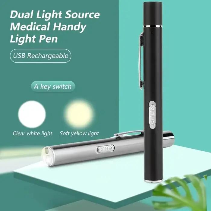 Lampe de poche médicale aste USB, mini lampe de poche LED pour soins infirmiers, lampe torche avec p