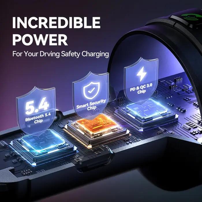 JOYROOM-Transmetteur FM Bluetooth 5.4, 60W, PD QC 3.0, Chargeur de Voiture Super Rapide, Micros pour