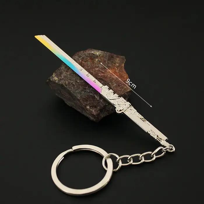 Porte-clés Katana Thermique Cyberpunk 9 cm en alliage, porte-clés cosplay, accessoire de sécurité, porte-clés pour enfants et adultes, accessoire de collection, cadeau pour amoureux de films et séries