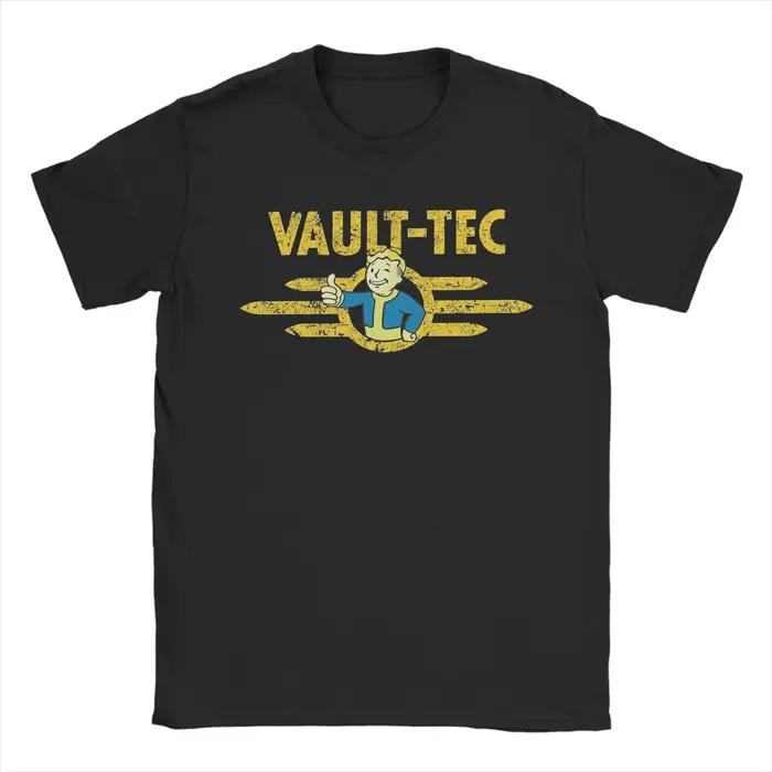 T-shirt Homme Distressed Vault-Tec 100% Coton Vêtements Loisirs Manches Courtes Col Rond Grande Tail