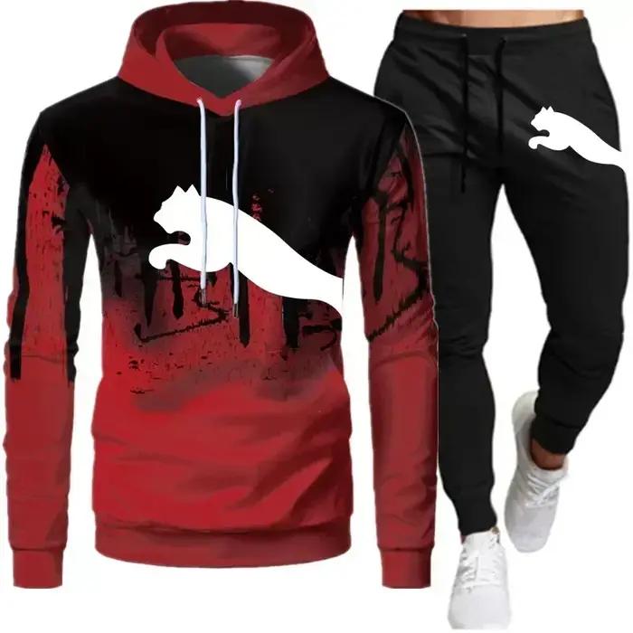 Printemps et automne 2025 nouveaux pulls pour hommes + pantalons de jogging ensemble deux pièces à la mode en plein