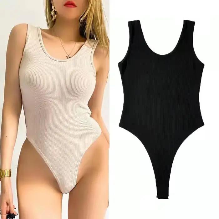 Body débardeur sans couture côtelé sans armatures pour femme, extensible, gainant, confortable pour