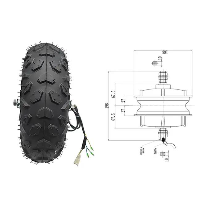 Kit de moteur de moyeu de brouette électrique, roue rugueuse, tout terrain, 24V, 36V, 48V, 350W, 500