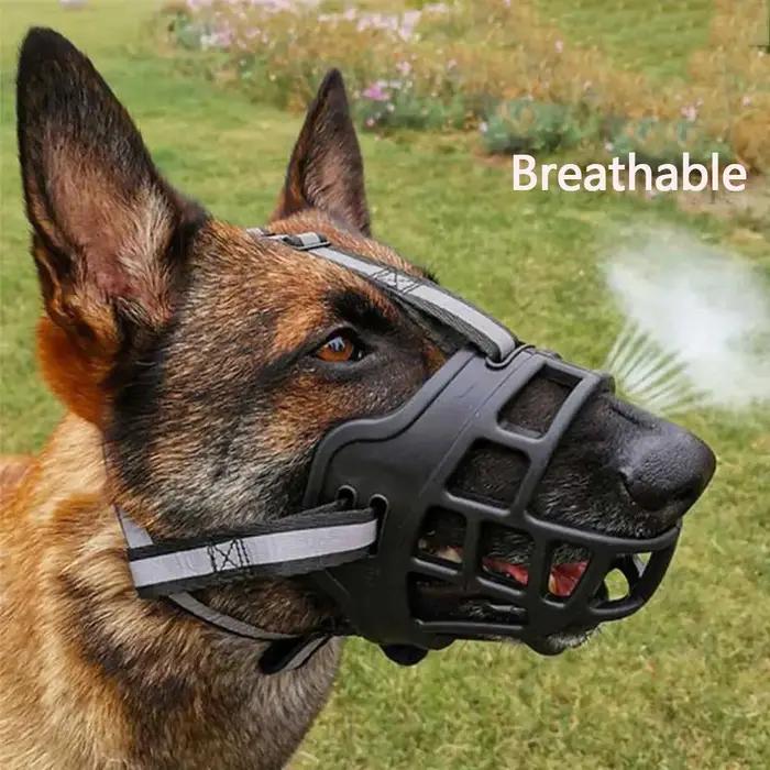 Muselière respirante pour chiens de taille moyenne et grande conception réfléchissante anti-aboiement confortable sécurité visibilité nocturne