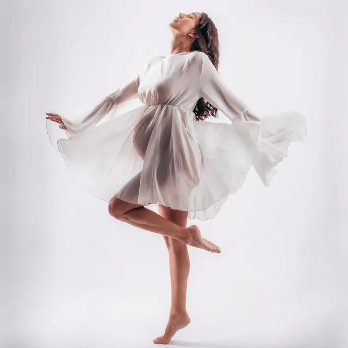 ALTERClothing-Robe courte en mousseline de soie pour femme