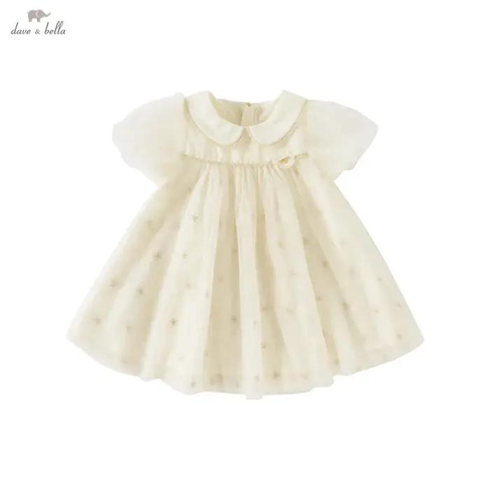 Dave Bella – robe d'été pour filles, douce et mignonne, manches bulles, robe de princesse en maille