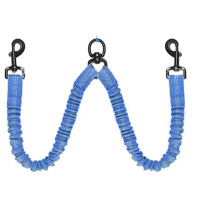 Laisse pour chien, corde à double tête pour chien, corde élastique absorbant les chocs, chaîne pour