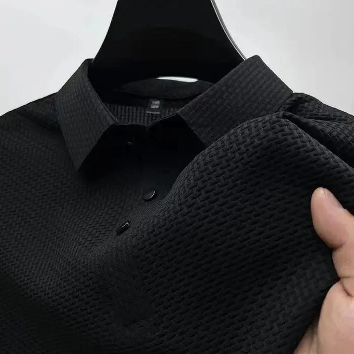 Nouveaux hommes d'affaires décontracté à manches courtes fleur d'os couleur unie POLO mode respirant confortable été