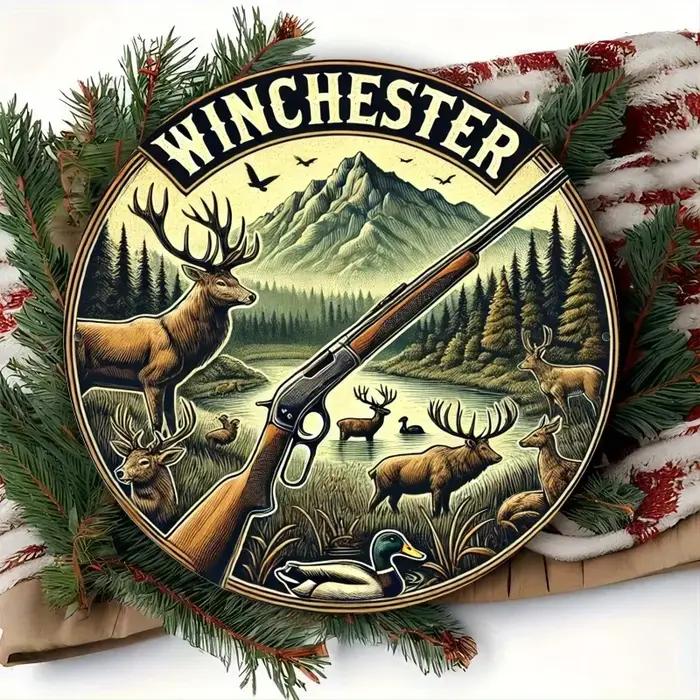 Winchester – panneau mural rond en métal d'inspiration vintage