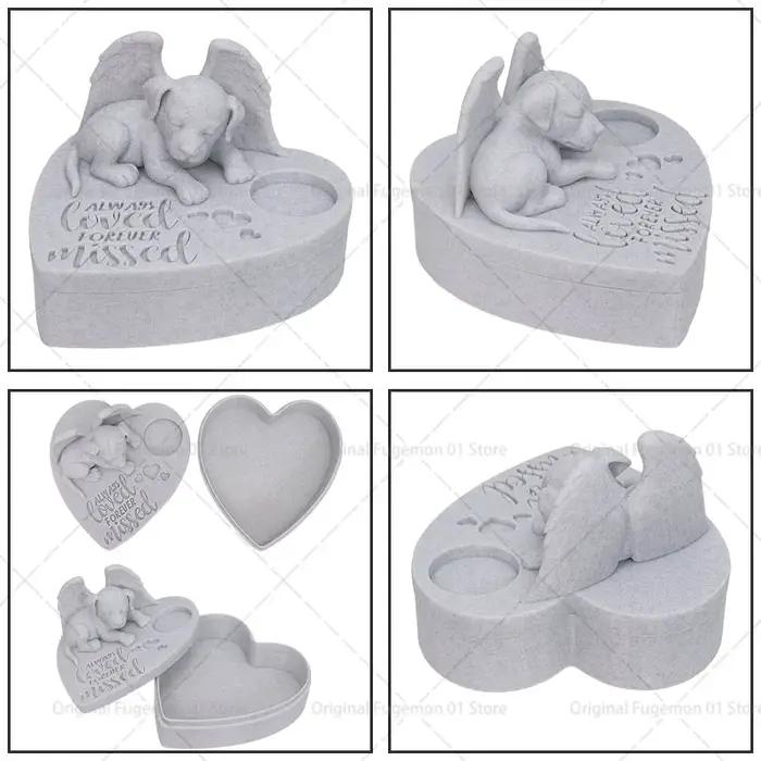 Urne Commémorative pour Chiens et Chats Cadeau Funéraire Boite de Rangement Poils Dents Animaux de Compagnie Porte-Bougie Occasions Spéciales