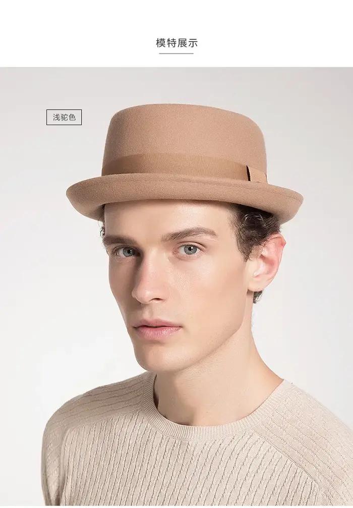Chapeau melon en laine pour hommes et femmes, Fedora, adulte