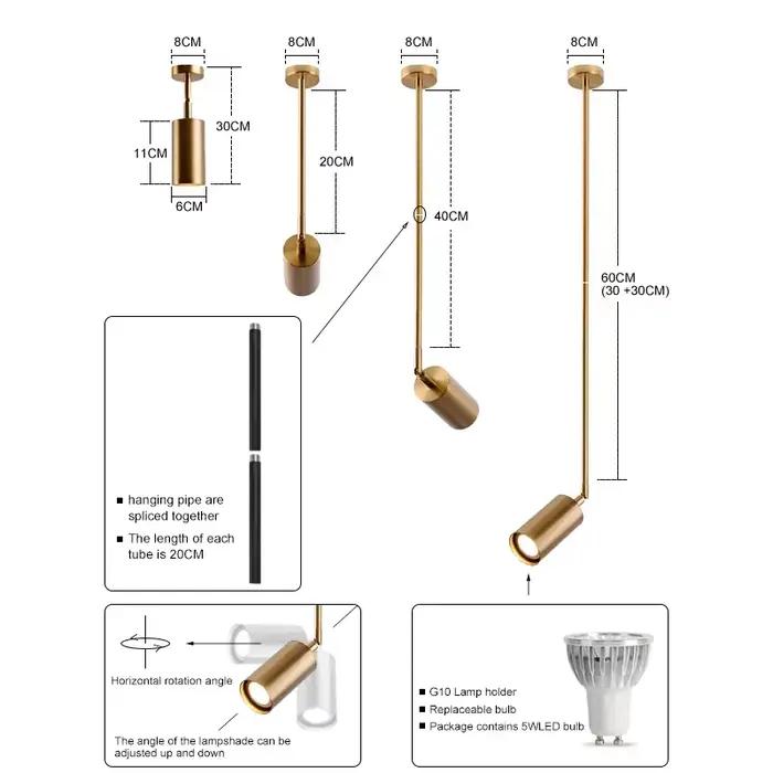 Lampe LED Suspendue au Design Nordique Moderne, Angle Réglable, Luminaire Décoratif d'Nik, Idéal pou