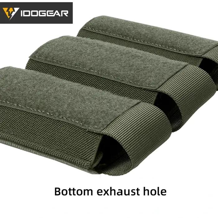 Poche triple chargeurs IDOGEAR 3598 : étui élastique hook loop accès rapide pour plateformes tactiques