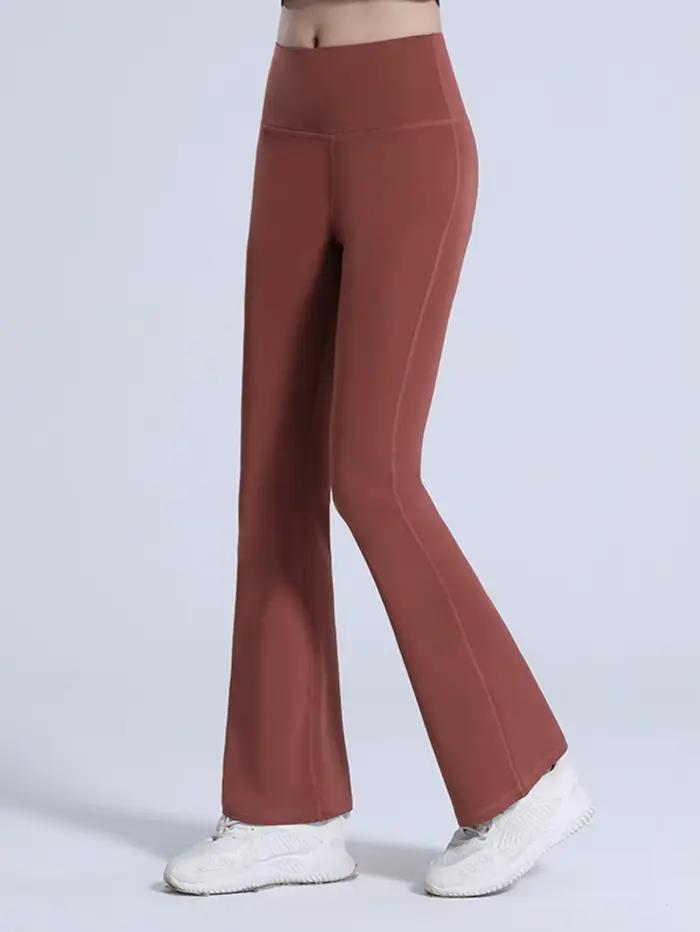 Pantalon de yoga taille haute à jambes larges pour femme, leggings de sport évasés, pantalon de cour