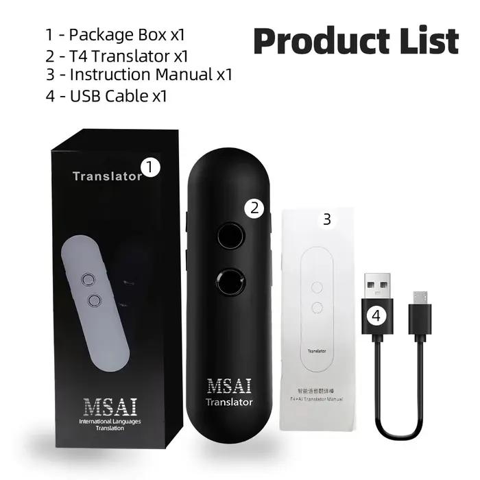 Traducteur vocal intelligent MSAI T4 131 langues Bluetooth photo traduction temps réel voyage affaires