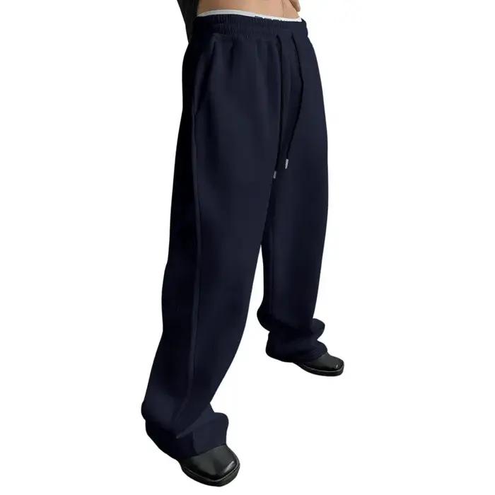 Pantalon de survêtement pour hommes, cordon de serrage, jambe droite, jambes larges, coupe ample ave