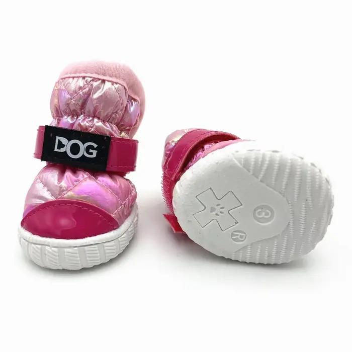 Bottes de neige imperméables pour chiens, doublure polaire épaisse, 4 pièces, chaussures d'hiver pou