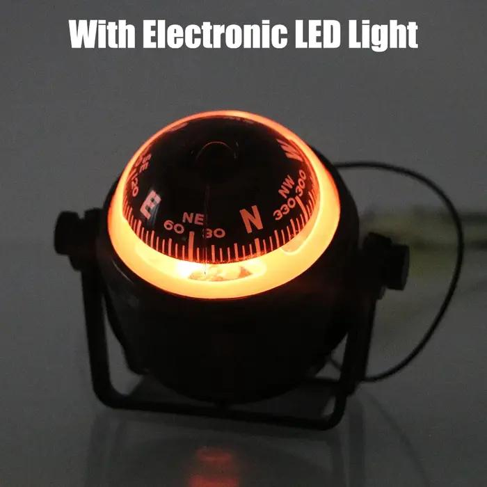Boussole nautique étanche avec lumière LED électronique, positionnement de navigation, LC550, bateau, rotation à 360 °, 12V