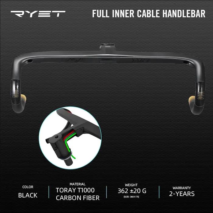 RYET Ergo Ace routage de câble interne complet guidon de vélo de route T800 guidon intégré en carbon