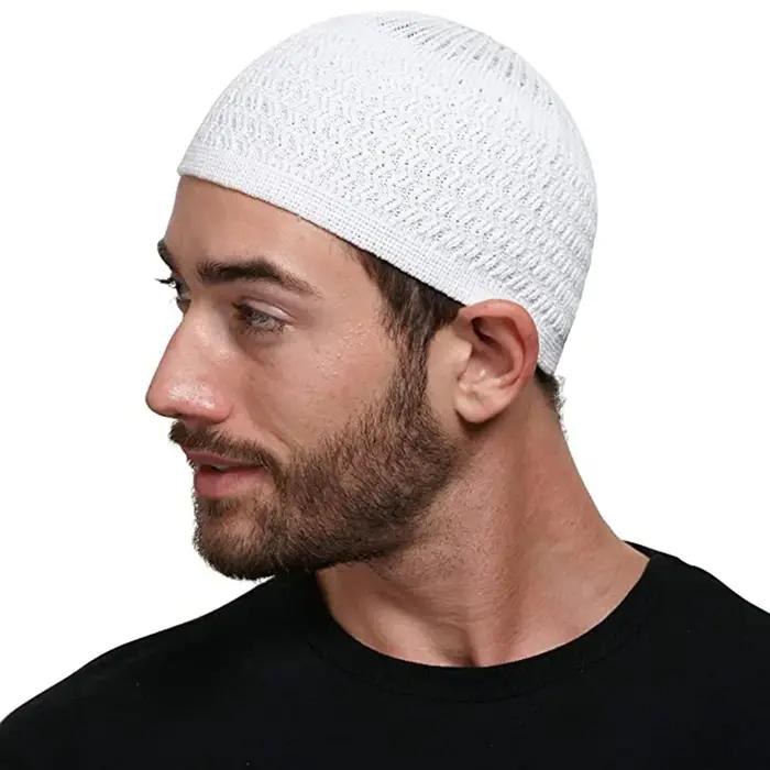 Chapeaux de prière musulmans pour hommes, bonnets masculins chauds, casquette à tête ronde, chapeau
