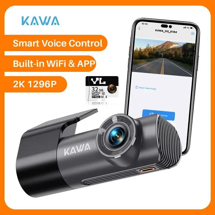 Caméra embarquée 2K pour voiture, enregistreur vidéo KAWA D5, commande vocale d'urgence, WiFi, appli