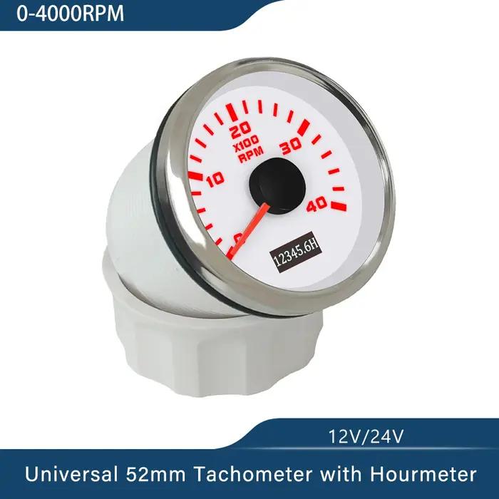 Tachymètre universel avec rétroéclairage rouge pour voiture, bateau, yacht, nouveau, 52mm, tr/min, m