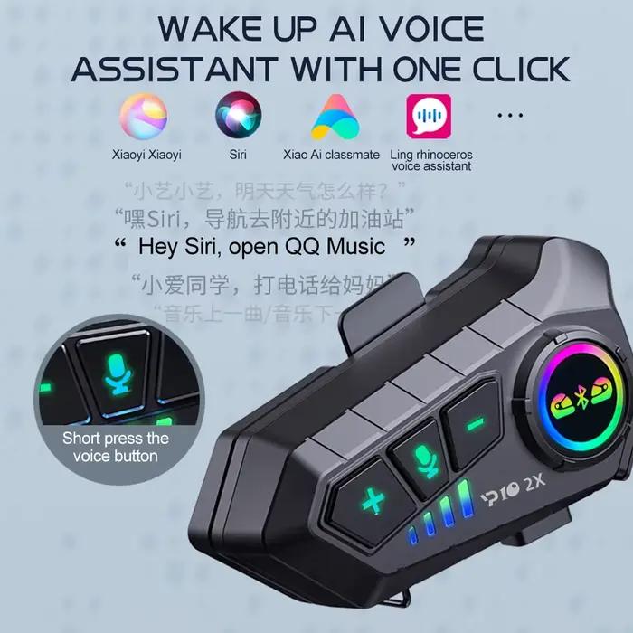 Kebidumei YP10 Bluetooth casque de Moto Interphone 300M Intercomunicador sans fil 2000Mah Moto talki