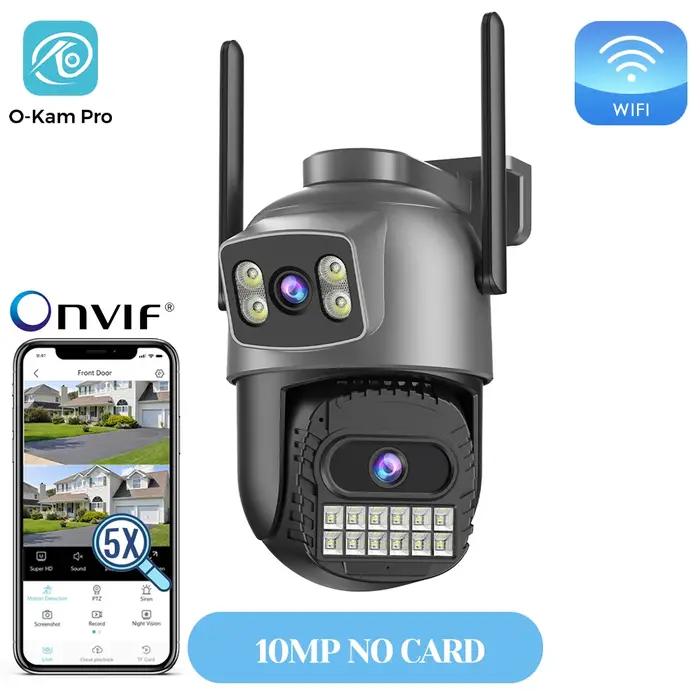 Caméra sécurité extérieure 20MP triple objectif 5G WiFi - PTZ 10x zoom IA détection humaine tracking auto