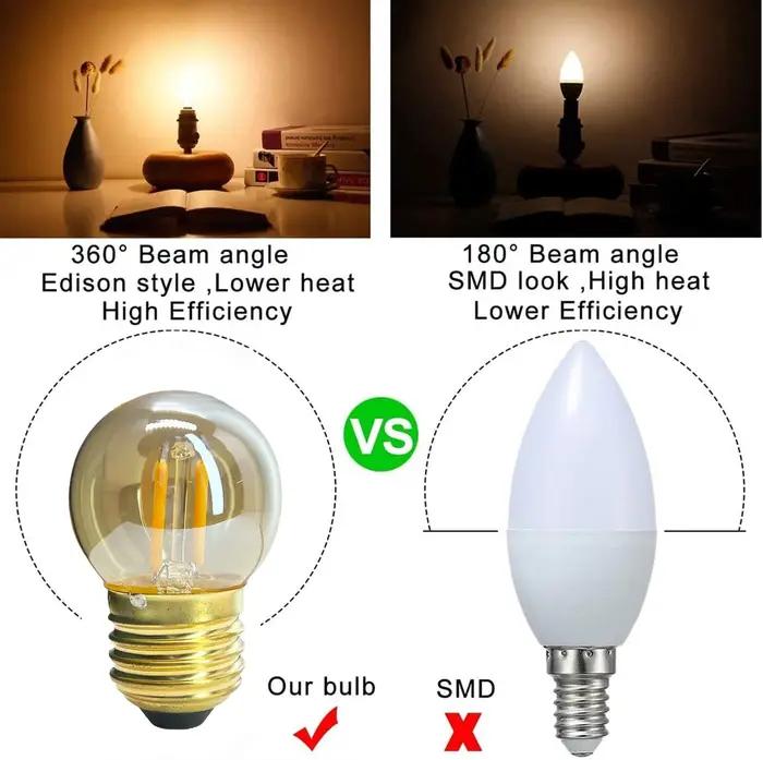 Ampoule Globe LED Vintage rétro E14 E27 E26 E12 110V 220V, lampe à Filament COB 2W 4W 6W, verre ambr