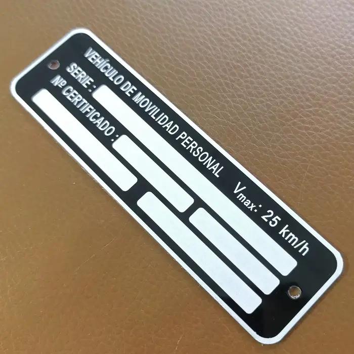 VMP VEHICULO DE MOVILIDAD série personnelle NO CERTIFICADO aluminium Chassic Vin plaque d'immatriculation étiquette d'identification