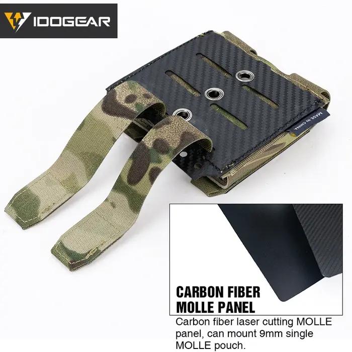 Pochette tactique IDOGEAR carbone anti-dérapante - Double montage MOLLE léger drainage rapide 9mm durable