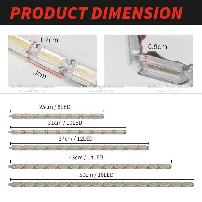 2 pièces blanc ambre bande LED Flexible LED DRL feux de jour étanche séquentiel lumière du jour roug